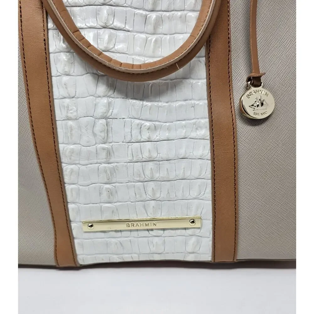 Brahmin Large Duxbury Satchel Bag in Macaroon Lady Vineyard Croc - Picture 4 of 9
